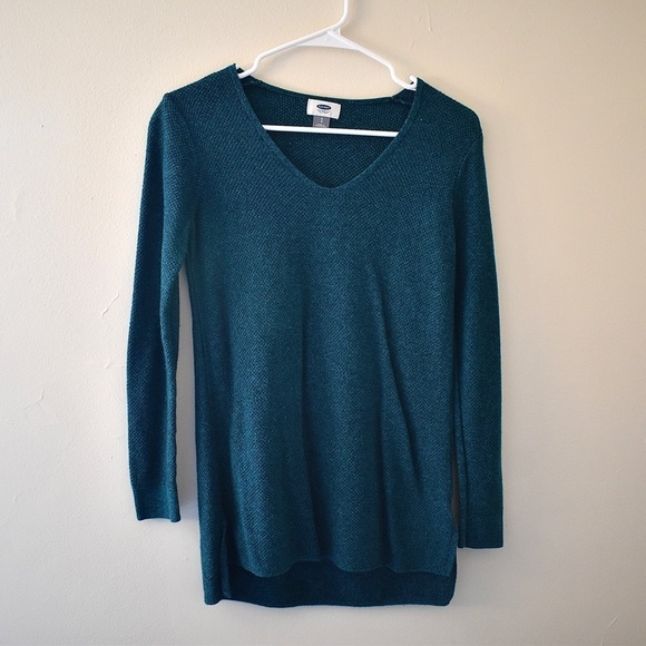 3/ $25 S- Old Navy Turquoise Sweater w/ V-Neck, Comfortable, Knit, Spring, Fall - Picture 1 of 3